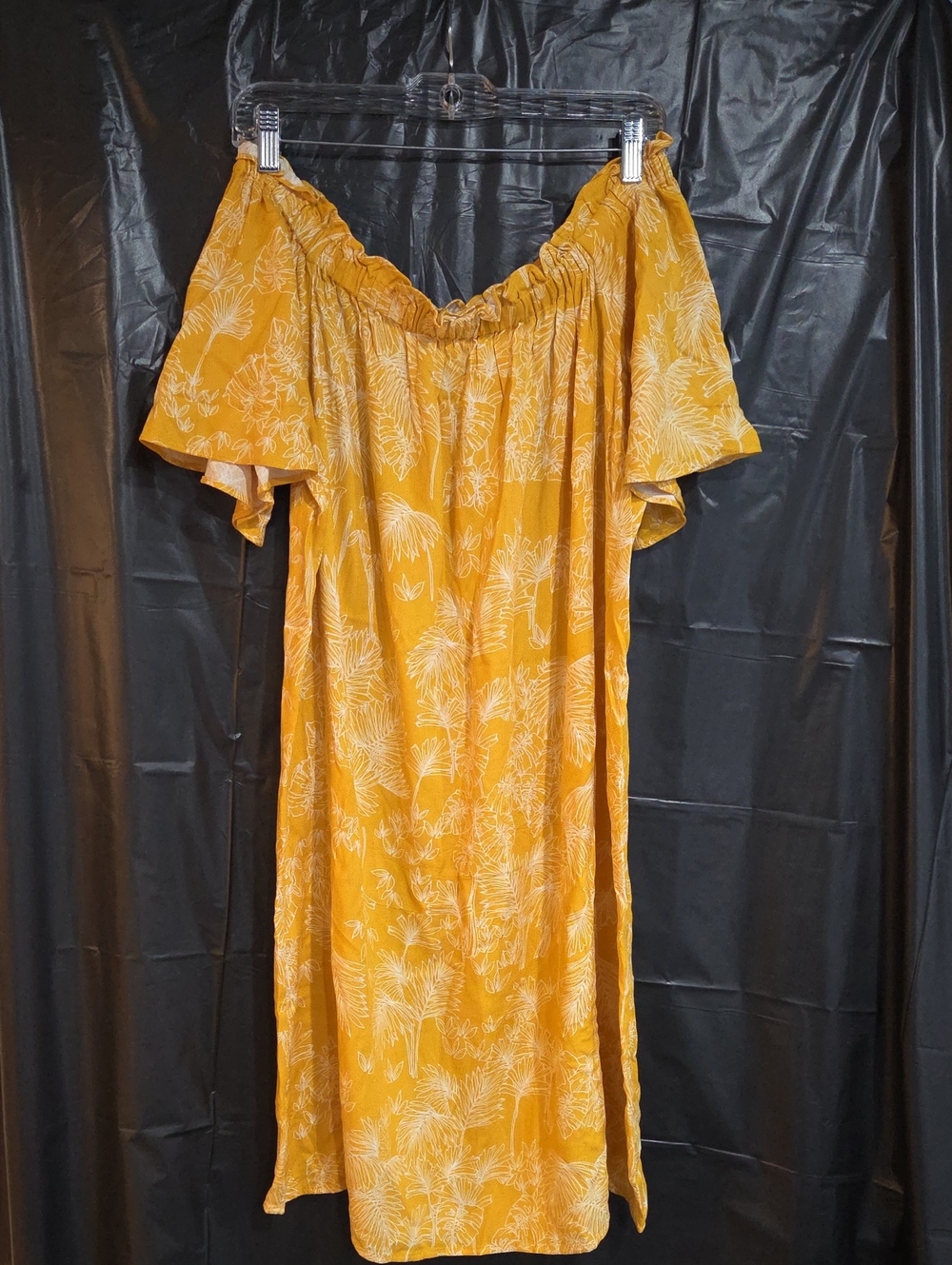 a.n.a Mustard Yellow Strapless Floral Midi Dress